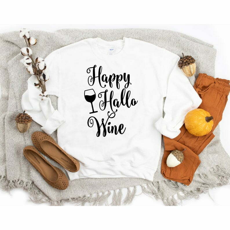 Happy Hallo Wine Lover Halloween Sweatshirt