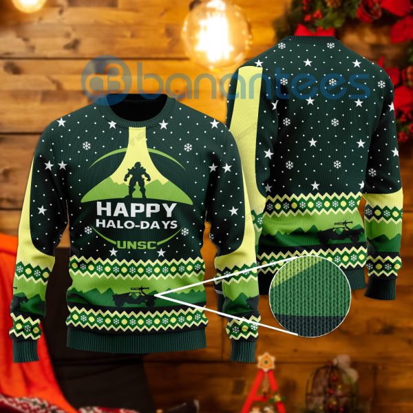 Happy Halo Days All Over Printed Ugly Christmas Sweater Product Photo