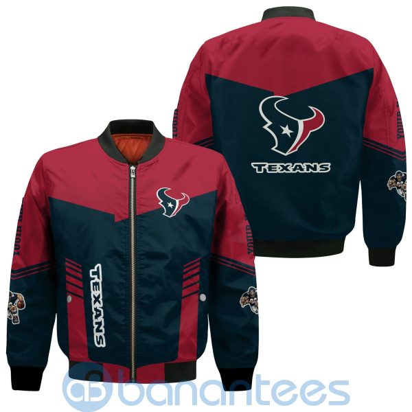 Houston Texans American Football Team Logo Custom Name Bomber Jacket Product Photo
