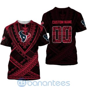 Houston Texans NFL Team Logo Polynesian Pattern Custom Name Number 3D All Over Printed Shirt Product Photo