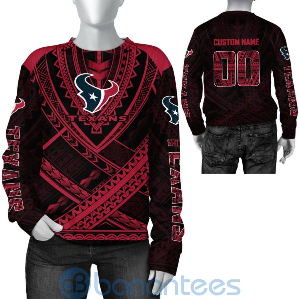 Houston Texans NFL Team Logo Polynesian Pattern Custom Name Number 3D All Over Printed Shirt Product Photo