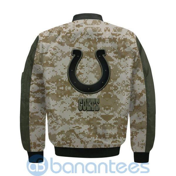 Indianapolis Colts American Football Team Logo Camouflage Custom Name Bomber Jacket Product Photo