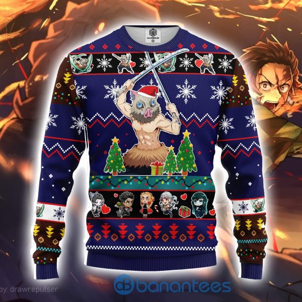 Inosuke Hashibira Demon Slayer Anime Ugly Christmas Sweater Product Photo