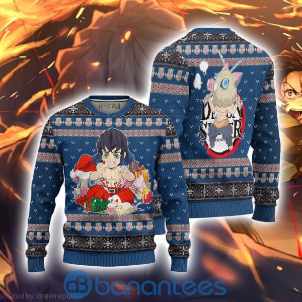 Inosuke Hashibira Demon Slayer Anime Ugly Christmas Sweater All Over Printed Shirt Product Photo
