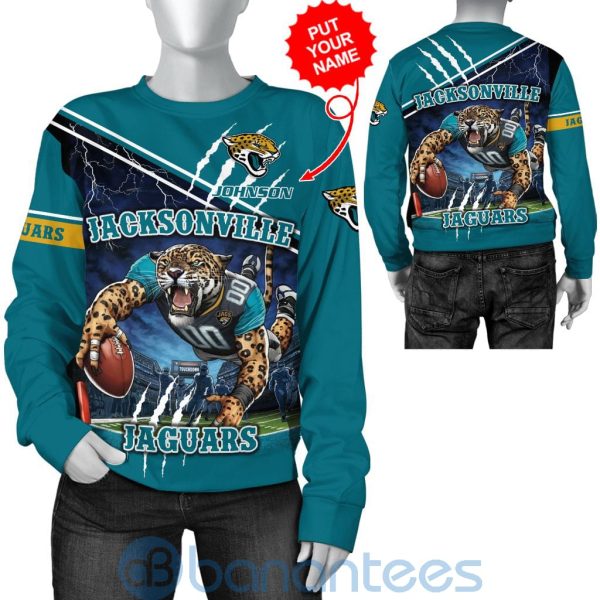 Jacksonville Jaguars Mascot Catching Ball Custom Name 3D All Over Printed Shirt Product Photo