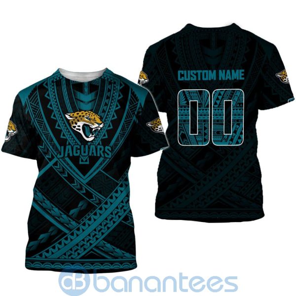 Jacksonville Jaguars NFL Team Logo Polynesian Pattern Custom Name Number 3D All Over Printed Shirt Product Photo