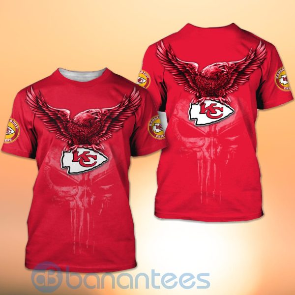 Kansas City Chiefs NFL Logo Eagle Skull 3D All Over Printed Shirt Product Photo