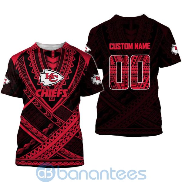Kansas City Chiefs NFL Team Logo Polynesian Pattern Custom Name Number 3D All Over Printed Shirt Product Photo