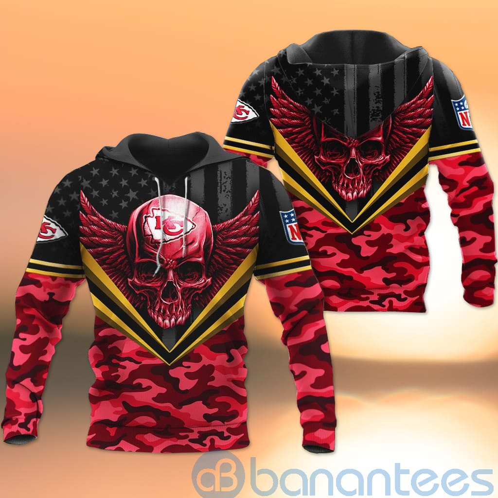 Kansas City Chiefs Skull Wings 3D All Over Printed Shirt