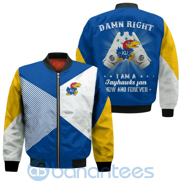 Kansas Jayhawks Damn Right I Am Jayhawks Fan Now And Forever Bomber Jacket Product Photo