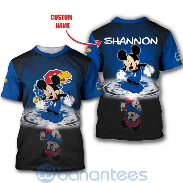 Kansas Jayhawks Disney Mickey Mouse In Water Custom Name 3D All Over Printed Shirt Product Photo