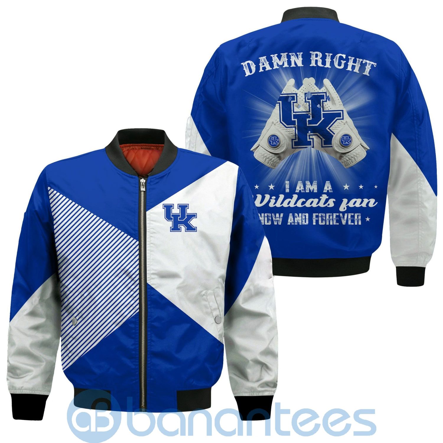 Kentucky Wildcats Damn Right I Am Wildcats Fan Now And Forever Bomber Jacket