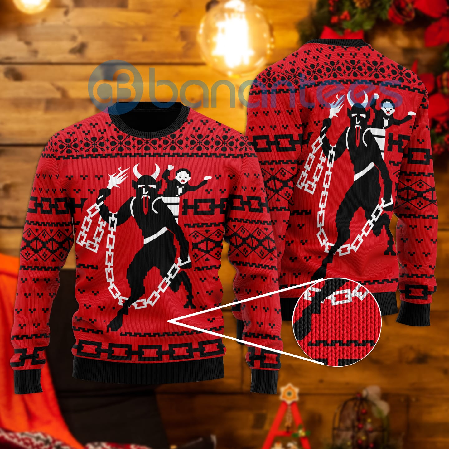 Krampus The Christmas Deil All Over Printed Ugly Christmas Sweater