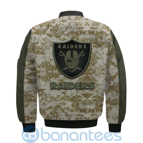 Las Vegas Raiders American Football Team Logo Camouflage Custom Name Bomber Jacket Product Photo