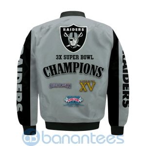Las Vegas Raiders Super Bowl Champions Custom Name Number Bomber Jacket Product Photo