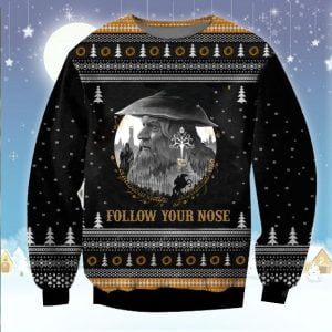 Lord Of The Rings Gandalf Follow Your Nose Christmas Sweater - AOP Sweater - Black
