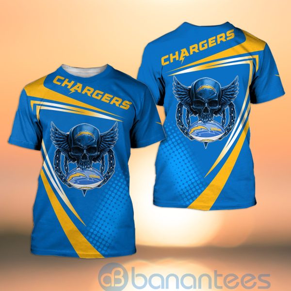 Los Angeles Chargers NFL Skull American Football Sporty Design 3D All Over Printed Shirt Product Photo