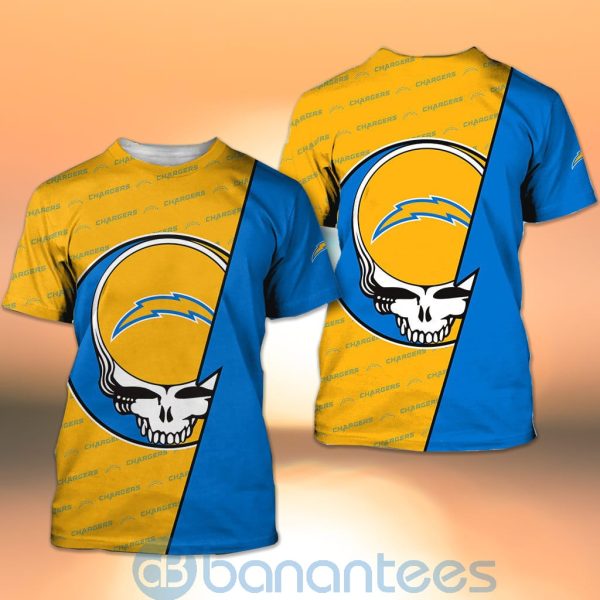 Los Angeles Chargers NFL Team Logo Grateful Dead Design 3D All Over Printed Shirt Product Photo
