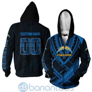 Los Angeles Chargers NFL Team Logo Polynesian Pattern Custom Name Number 3D All Over Printed Shirt Product Photo