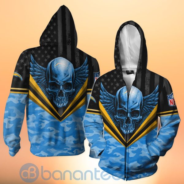 Los Angeles Chargers Skull Wings 3D All Over Printed Shirt Product Photo
