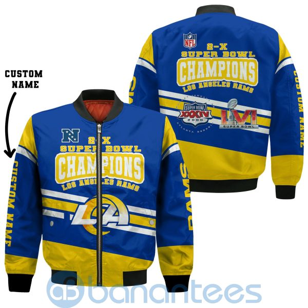 Los Angeles Rams 2X Super Bowl LVI Champions 2021 Custom Name Bomber Jacket Jacket Gifts For Fans Product Photo