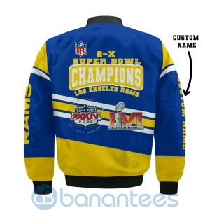 Los Angeles Rams 2X Super Bowl LVI Champions 2021 Custom Name Bomber Jacket Jacket Gifts For Fans Product Photo