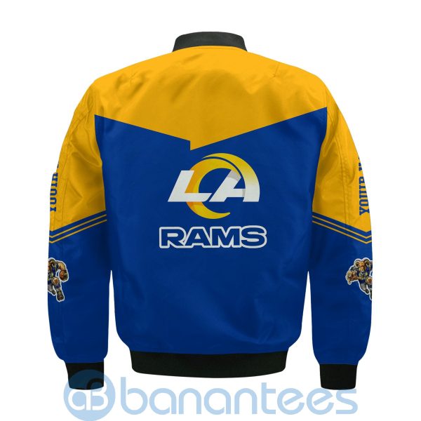 Los Angeles Rams American Football Team Logo Custom Name Bomber Jacket Product Photo