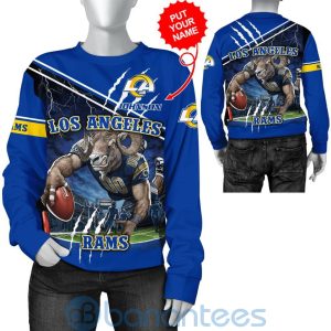 Los Angeles Rams Mascot Catching Ball Custom Name 3D All Over Printed Shirt Product Photo