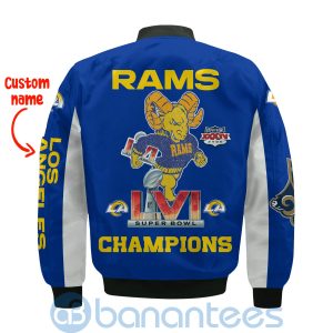 Los Angeles Rams Vintage Mascot Super Bowl LVI Champions 2021 Custom Name Bomber Jacket Product Photo