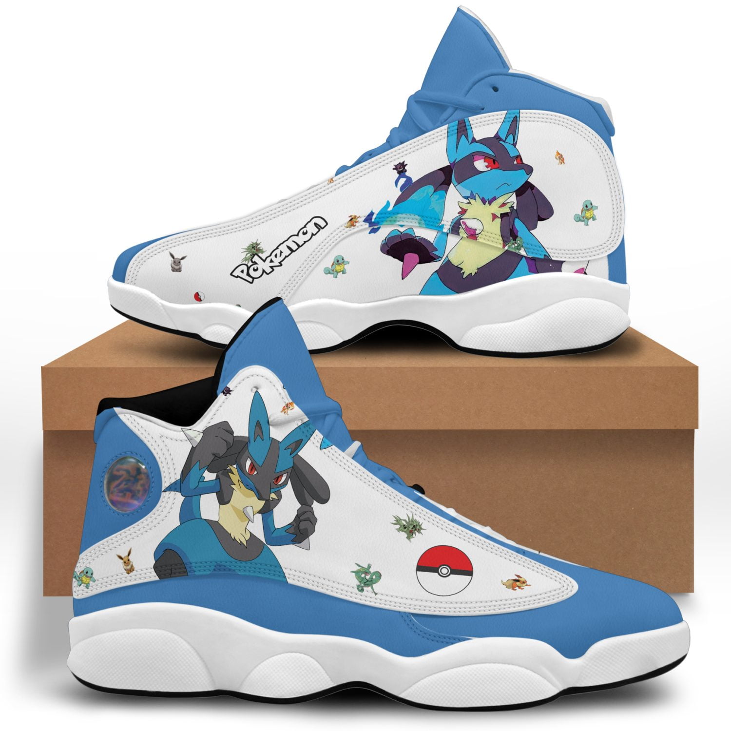 Lucario Custom Pokemon Anime Air Jordan 13 | AJD 13 Sneaker - Women's Air Jordan 11 - White