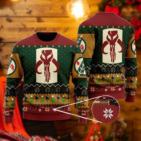 Merry Mandalorian Christmas All Over Printed Ugly Christmas Sweater Product Photo
