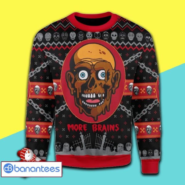 Merry Xmas Zombie Needs More Brains Awesome Full Print Ugly Christmas Sweater Product Photo