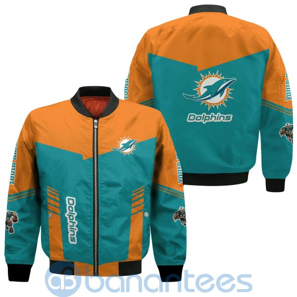 Miami Dolphins American Football Team Logo Custom Name Bomber Jacket Product Photo