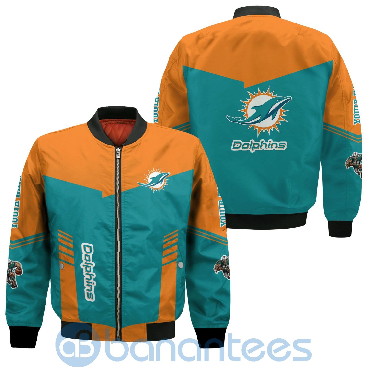 Miami Dolphins American Football Team Logo Custom Name Bomber Jacket