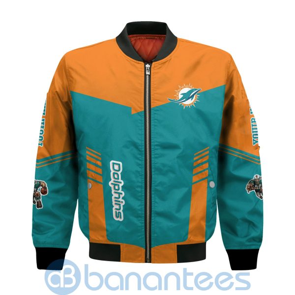 Miami Dolphins American Football Team Logo Custom Name Bomber Jacket Product Photo
