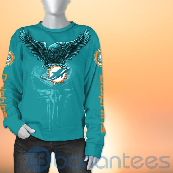 Miami Dolphins NFL Logo Eagle Skull 3D All Over Printed Shirt Product Photo