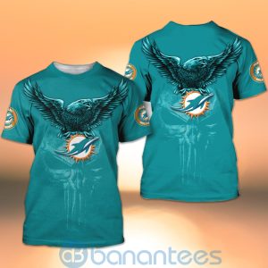 Miami Dolphins NFL Logo Eagle Skull 3D All Over Printed Shirt Product Photo