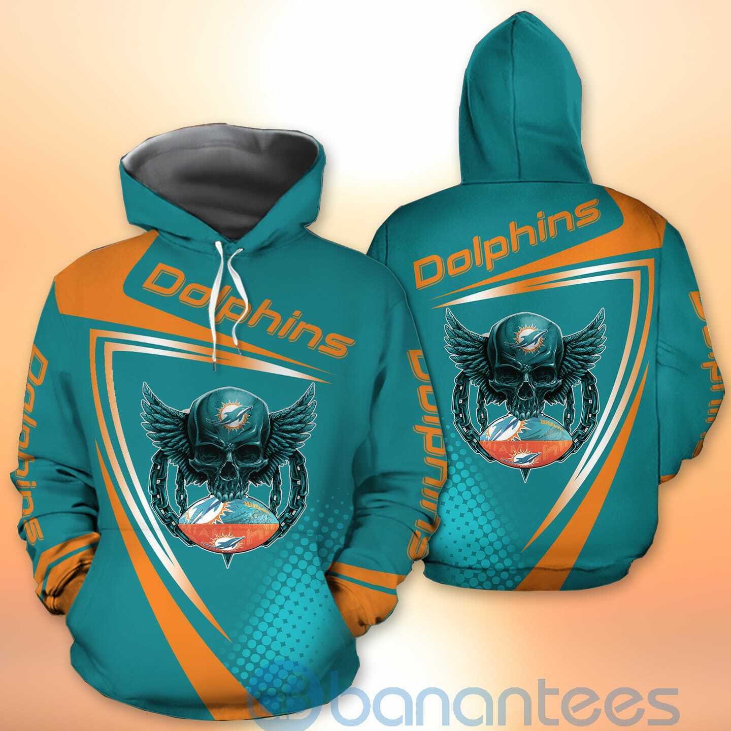 Miami Dolphins NFL Skull American Football Sporty Design 3D All Over Printed Shirt