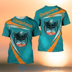 Miami Dolphins NFL Skull American Football Sporty Design 3D All Over Printed Shirt Product Photo