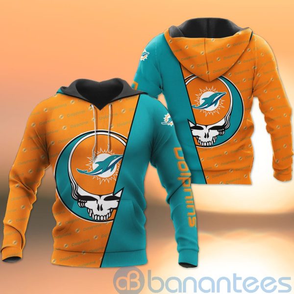 Miami Dolphins NFL Team Logo Grateful Dead Design 3D All Over Printed Shirt Product Photo