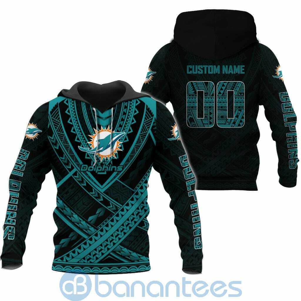 Miami Dolphins NFL Team Logo Polynesian Pattern Custom Name Number 3D All Over Printed Shirt