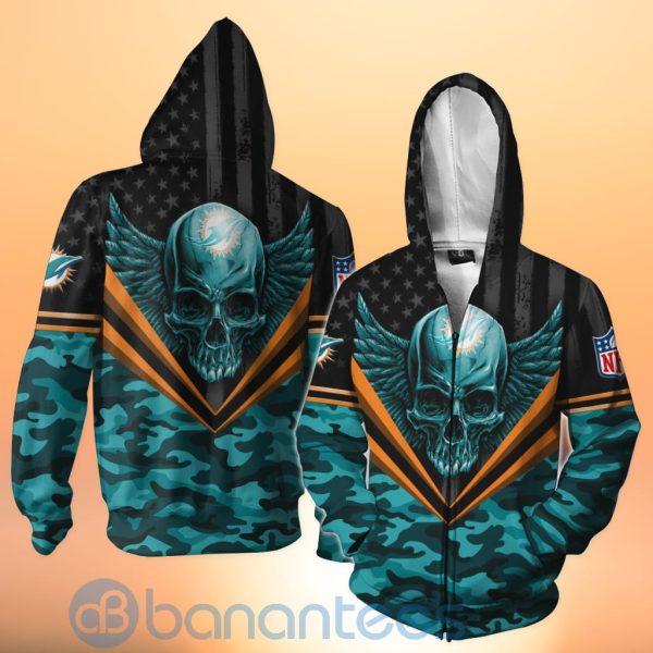 Miami Dolphins Skull Wings 3D All Over Printed Shirt Product Photo