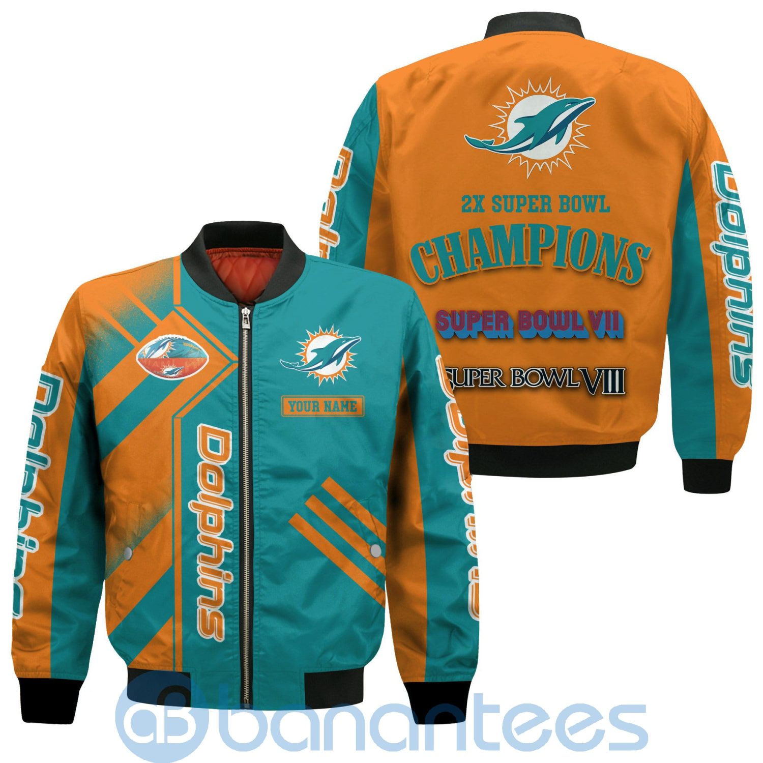 Miami Dolphins Super Bowl Champions Custom Name Number Bomber Jacket