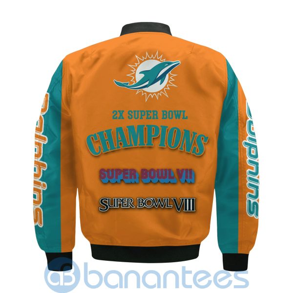 Miami Dolphins Super Bowl Champions Custom Name Number Bomber Jacket Product Photo