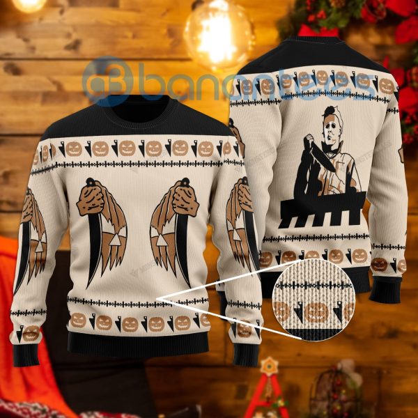 Michael Myers Halloween All Over Printed Ugly Christmas Sweater Product Photo