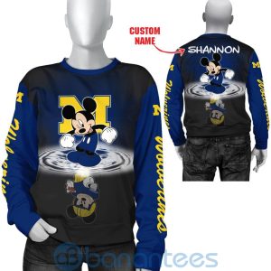 Michigan Wolverines Disney Mickey Mouse In Water Custom Name 3D All Over Printed Shirt Product Photo
