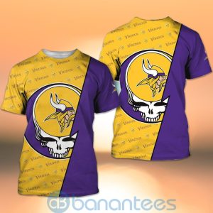 Minnesota Vikings NFL Team Logo Grateful Dead Design 3D All Over Printed Shirt Product Photo