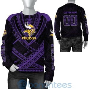 Minnesota Vikings NFL Team Logo Polynesian Pattern Custom Name Number 3D All Over Printed Shirt Product Photo