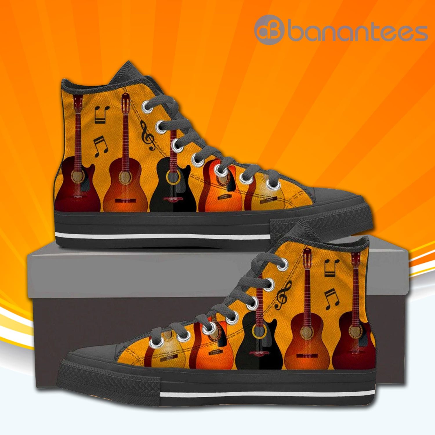 Music Guitar High Top Canvas Shoes Sneakers For Men And Women