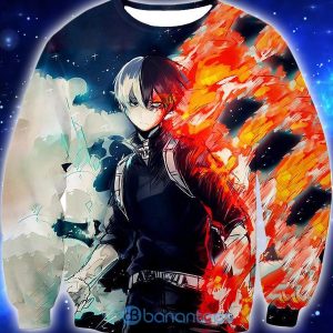 My Hero Academia Blazing Hot and Icy Cold Half Cold Half Hot Shoto Cool Anime 3D Shirt - 3D Sweatshirt - Black
